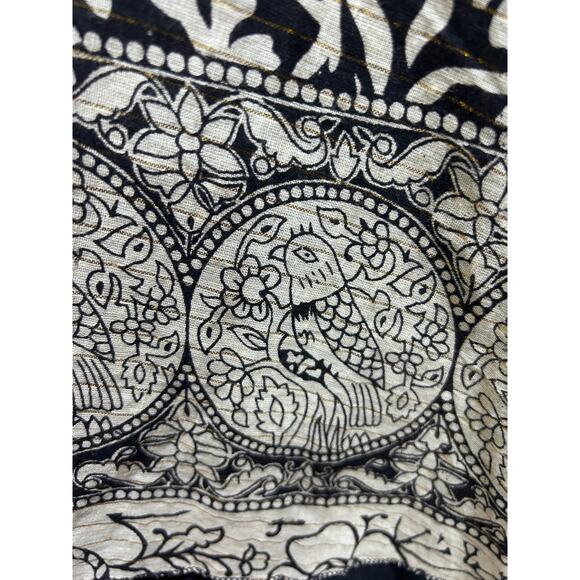 Soft Surroundings Maxi Skirt PL Metallic Gold Floral Bird Sequin Trim Lined Boho - Picture 2 of 9